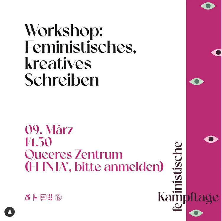 plakat workshop feministisches kreatives schreiben